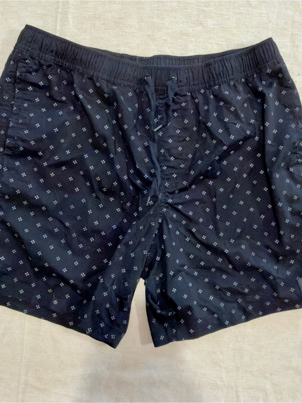 Men's Black Patterned Swim Trunks